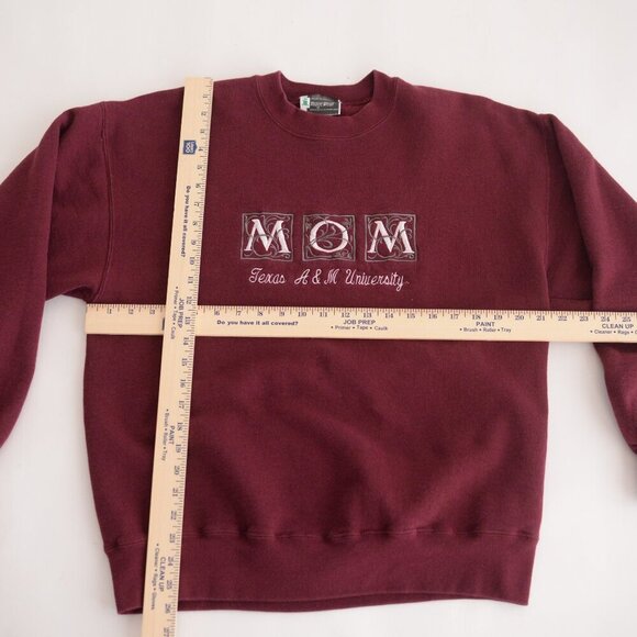 Vintage Image Wear Maroon Embroidered Mom Texas A&M University Crew Sweater L - Picture 4 of 11